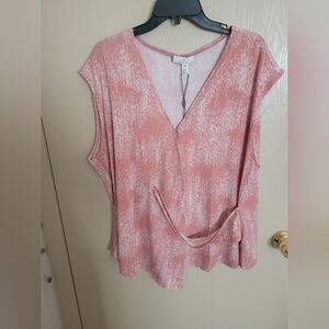 Halston Salmon Pink And White Speckled Blouse NWT Womens Size 3X
